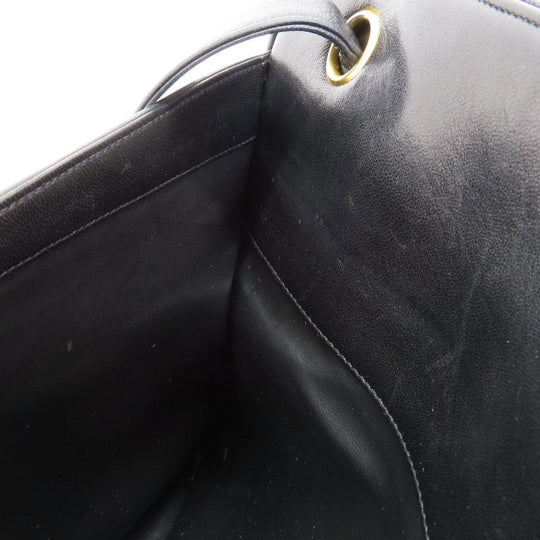 CHANEL Tote Bag lambskin black COCO Mark Studs Gold Metal Women Used Authentic
