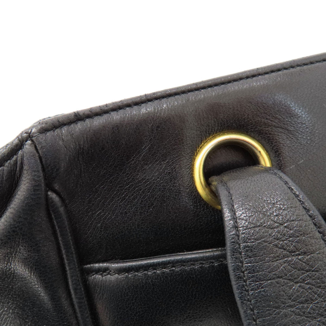 CHANEL Tote Bag lambskin black COCO Mark Studs Gold Metal Women Used Authentic