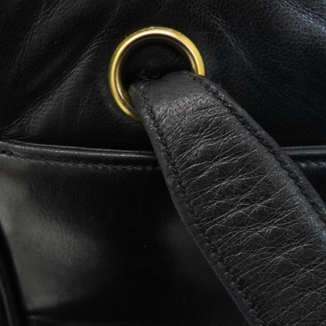CHANEL Tote Bag lambskin black COCO Mark Studs Gold Metal Women Used Authentic