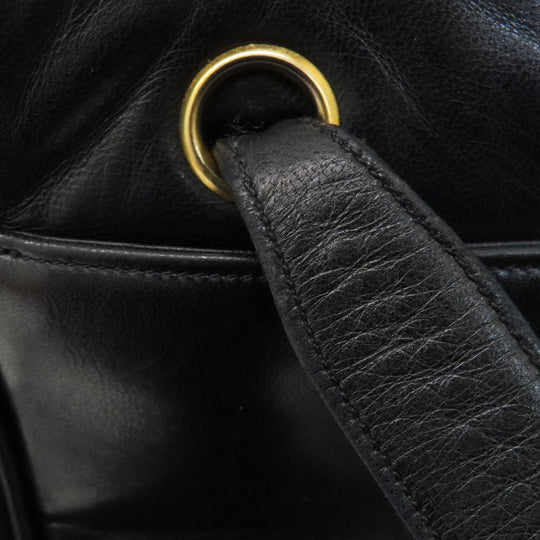 CHANEL Tote Bag lambskin black COCO Mark Studs Gold Metal Women Used Authentic