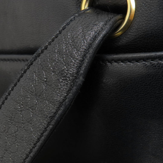 CHANEL Tote Bag lambskin black COCO Mark Studs Gold Metal Women Used Authentic