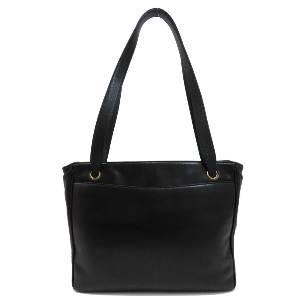 CHANEL Tote Bag lambskin black COCO Mark Studs Gold Metal Women Used Authentic