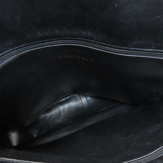 CHANEL Tote Bag lambskin black COCO Mark Studs Gold Metal Women Used Authentic