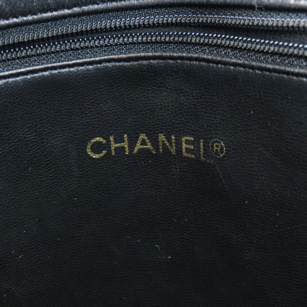 CHANEL Tote Bag lambskin black COCO Mark Studs Gold Metal Women Used Authentic