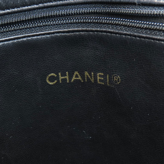 CHANEL Tote Bag lambskin black COCO Mark Studs Gold Metal Women Used Authentic