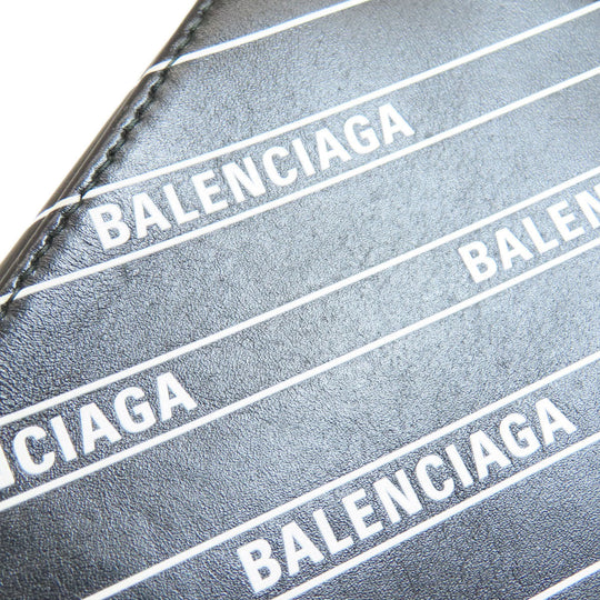 BALENCIAGA Shoulder Bag 552372 Calfskin black logo Women Used Authentic