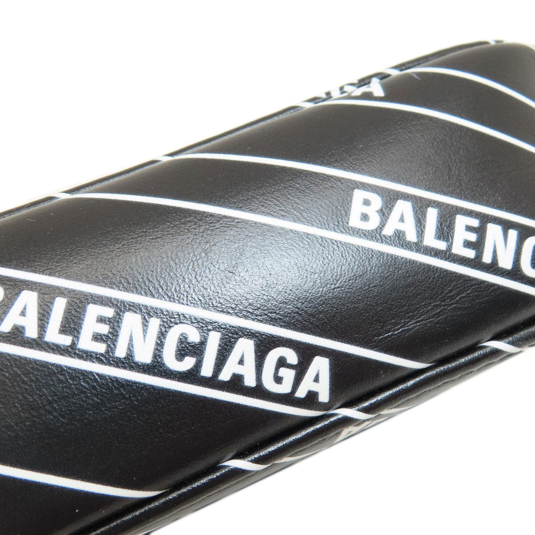 BALENCIAGA Shoulder Bag 552372 Calfskin black logo Women Used Authentic