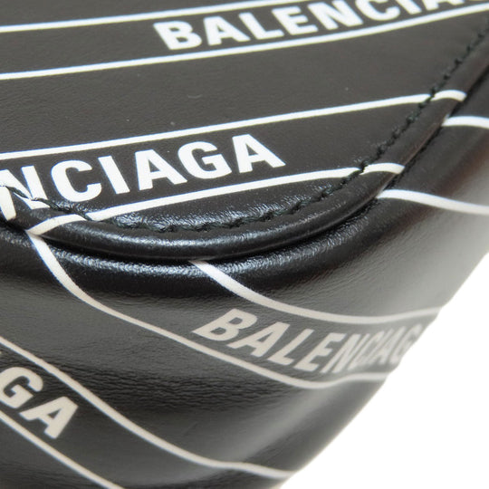 BALENCIAGA Shoulder Bag 552372 Calfskin black logo Women Used Authentic