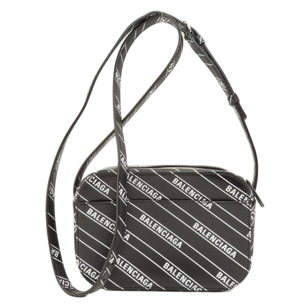 BALENCIAGA Shoulder Bag 552372 Calfskin black logo Women Used Authentic
