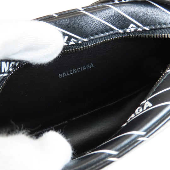 BALENCIAGA Shoulder Bag 552372 Calfskin black logo Women Used Authentic