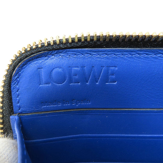 LOEWE Long Wallet Purse leather black Heart motif Zip Around Women Used Authentic