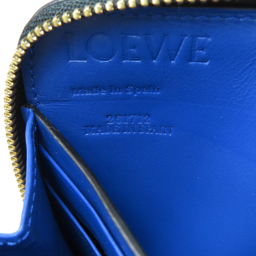 LOEWE Long Wallet Purse leather black Heart motif Zip Around Women Used Authentic