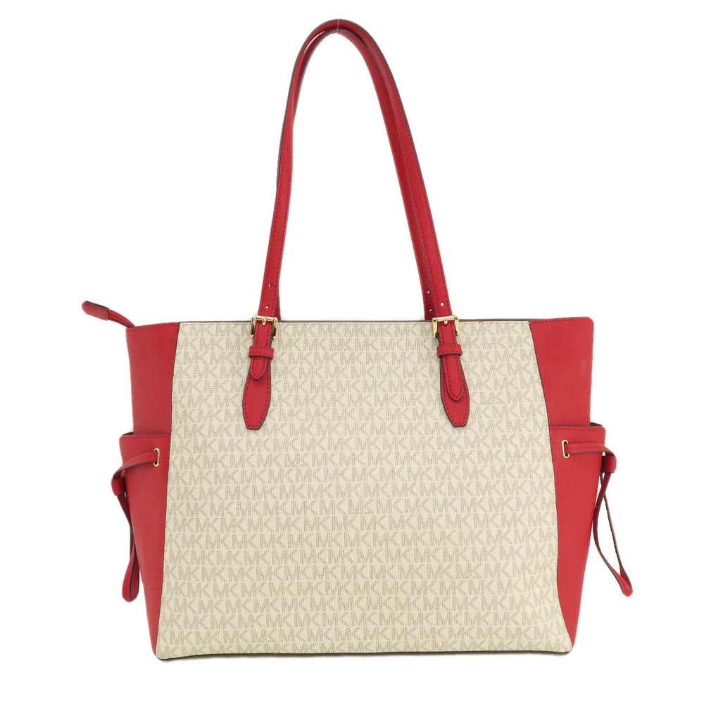 MICHAEL KORS Tote Bag leather Red logo Women Used Authentic