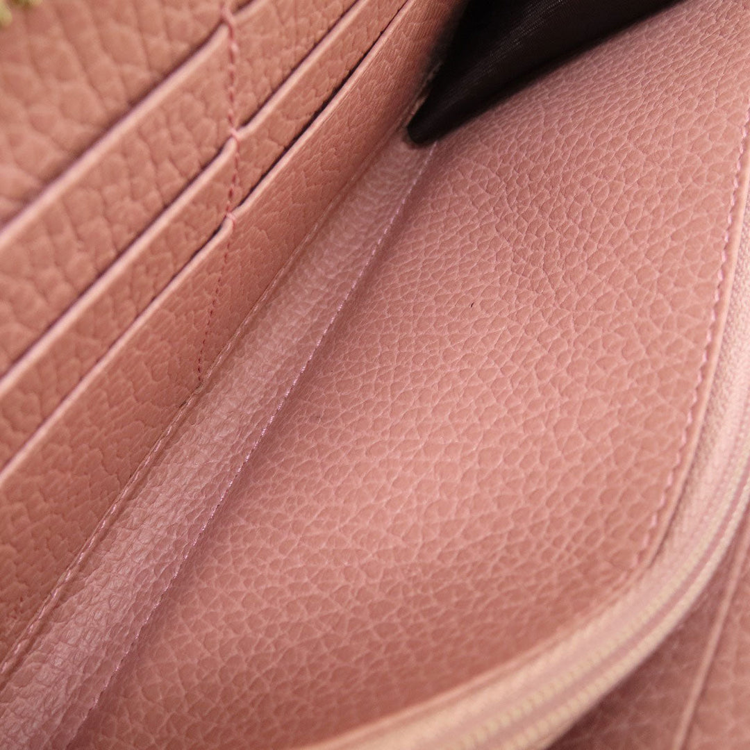 GUCCI Long Wallet Purse 449347 leather pink Interlocking G Women Used Authentic