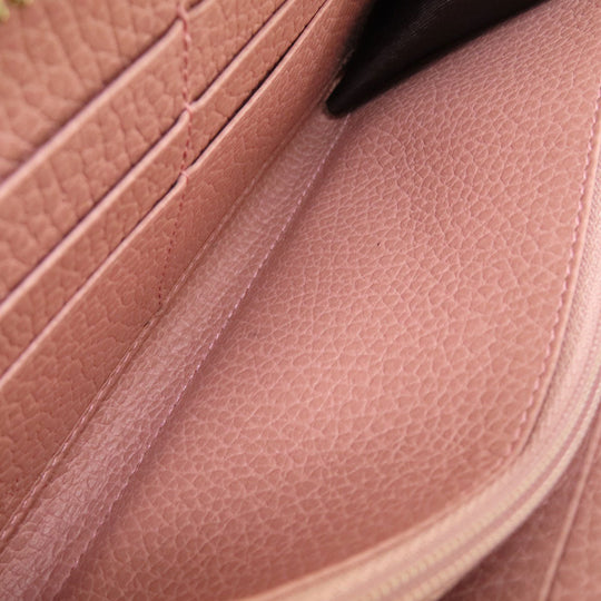 GUCCI Long Wallet Purse 449347 leather pink Interlocking G Women Used Authentic