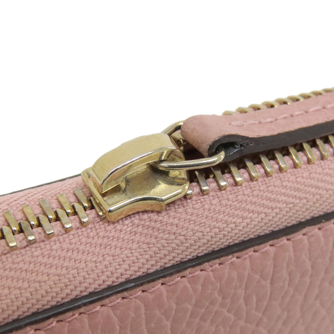 GUCCI Long Wallet Purse 449347 leather pink Interlocking G Women Used Authentic
