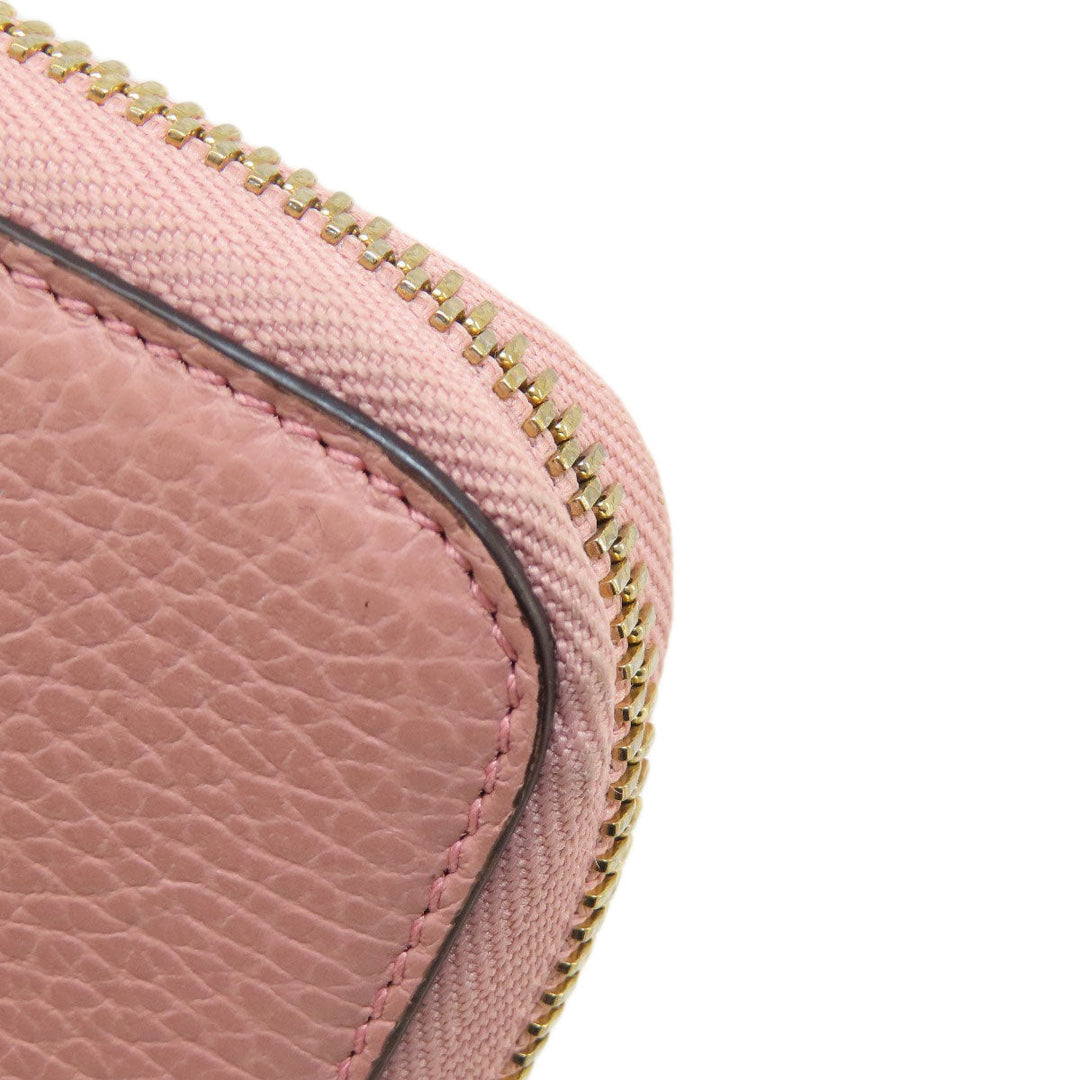 GUCCI Long Wallet Purse 449347 leather pink Interlocking G Women Used Authentic