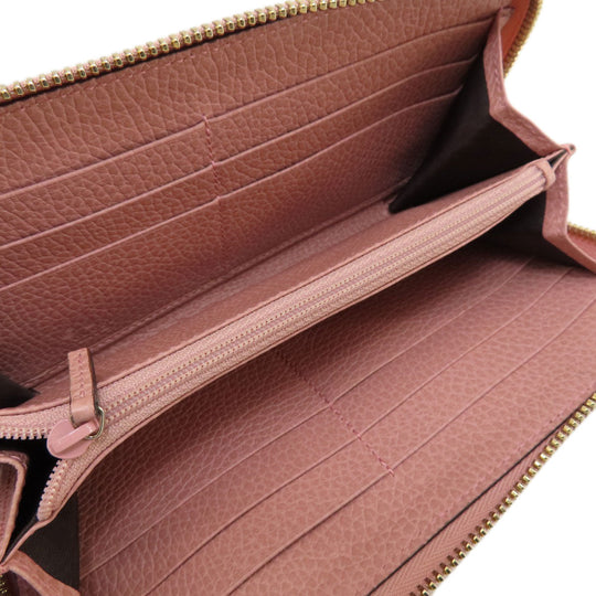 GUCCI Long Wallet Purse 449347 leather pink Interlocking G Women Used Authentic
