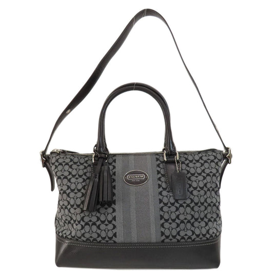 COACH Handbag 21154 canvas black Signature 2WAY Women Used Authentic