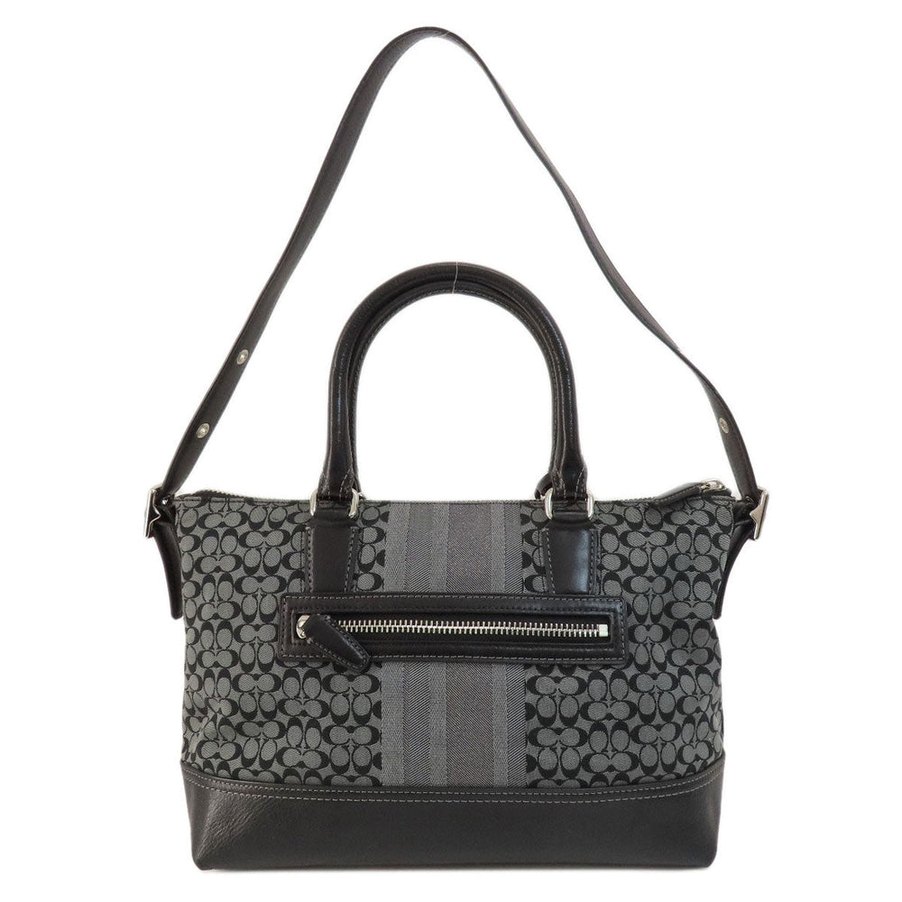 COACH Handbag 21154 canvas black Signature 2WAY Women Used Authentic