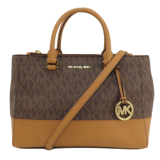 MICHAEL KORS Tote Bag PVC Brown logo 2WAY Women Used Authentic