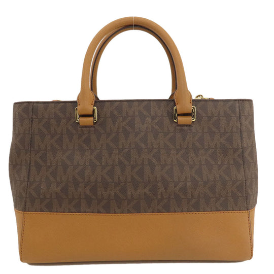 MICHAEL KORS Tote Bag PVC Brown logo 2WAY Women Used Authentic