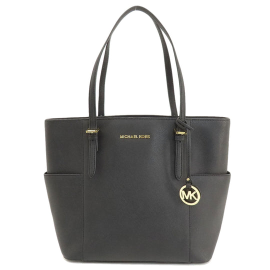 MICHAEL KORS Tote Bag leather black logo Women Used Authentic