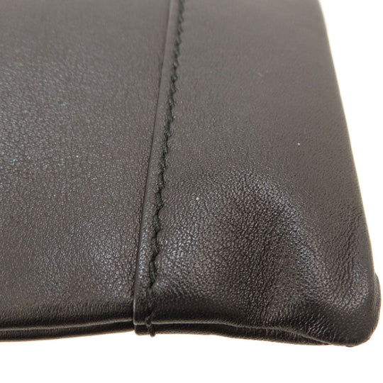 BALENCIAGA Clutch bag leather black logo mens Used Authentic