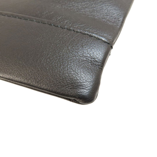 BALENCIAGA Clutch bag leather black logo mens Used Authentic