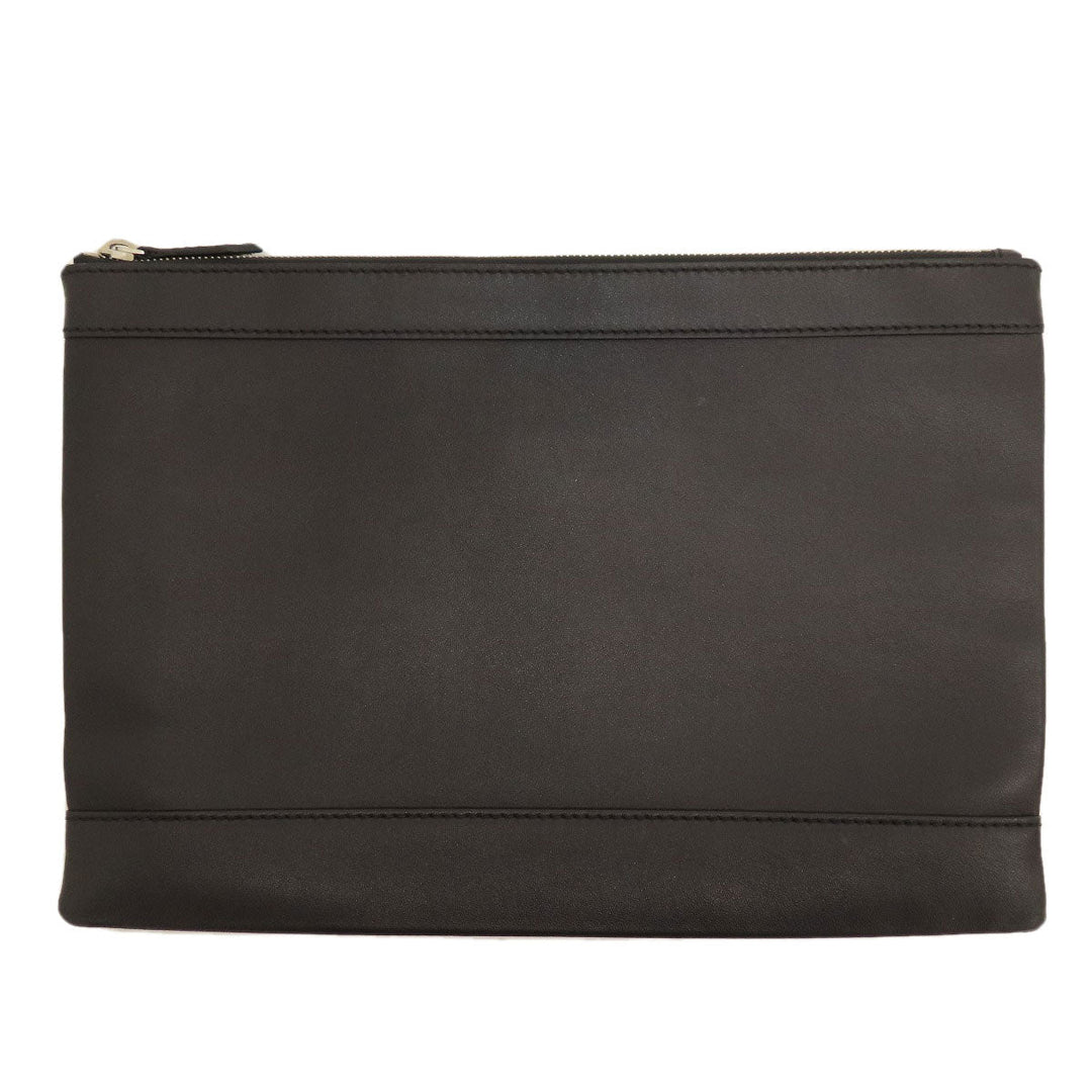 BALENCIAGA Clutch bag leather black logo mens Used Authentic