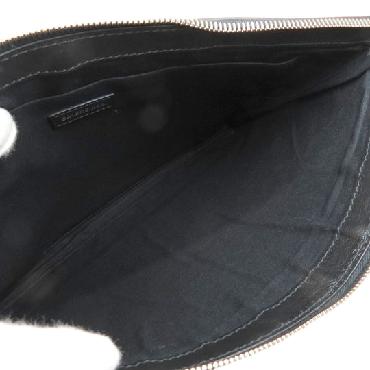 BALENCIAGA Clutch bag leather black logo mens Used Authentic