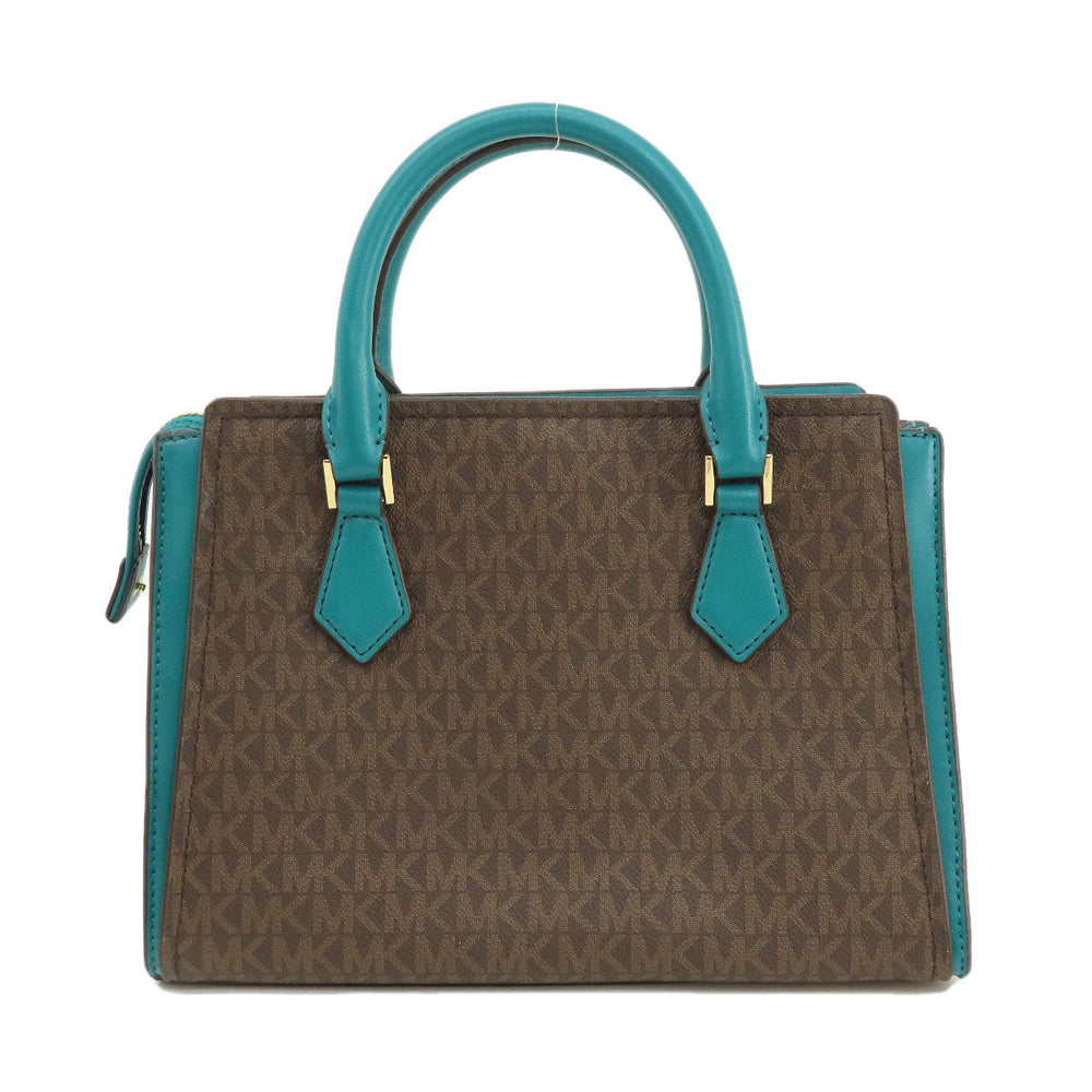 MICHAEL KORS Handbag Leather, Coated Canvas Brown MK Signature 2WAY Women Used Authentic