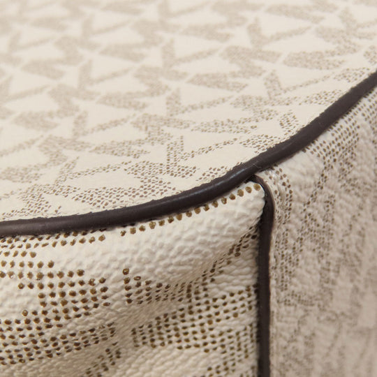 MICHAEL KORS Tote Bag Leather, Coated Canvas white MK signature Women Used Authentic