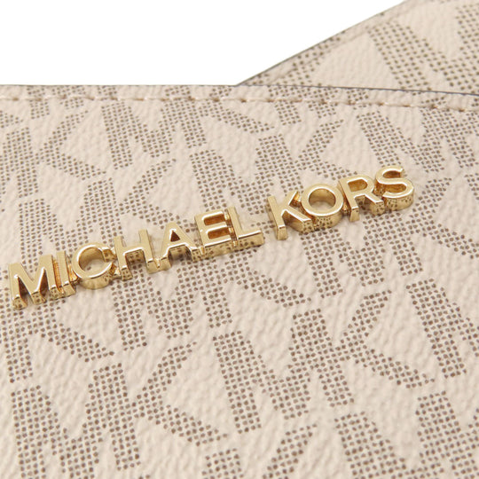 MICHAEL KORS Tote Bag Leather, Coated Canvas white MK signature Women Used Authentic