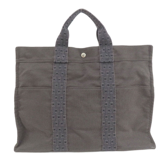 HERMES Tote Bag canvas gray Her LineMM Women Used Authentic