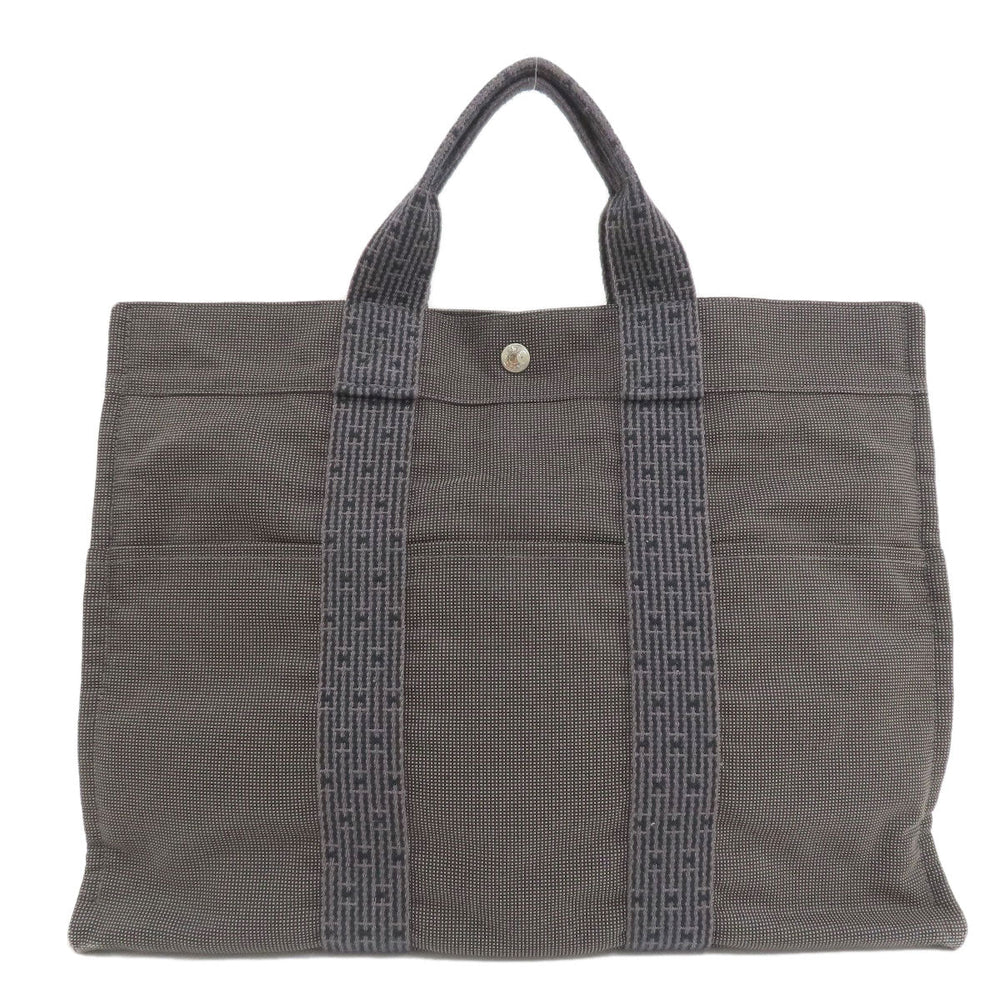 HERMES Tote Bag canvas gray Her LineMM Women Used Authentic