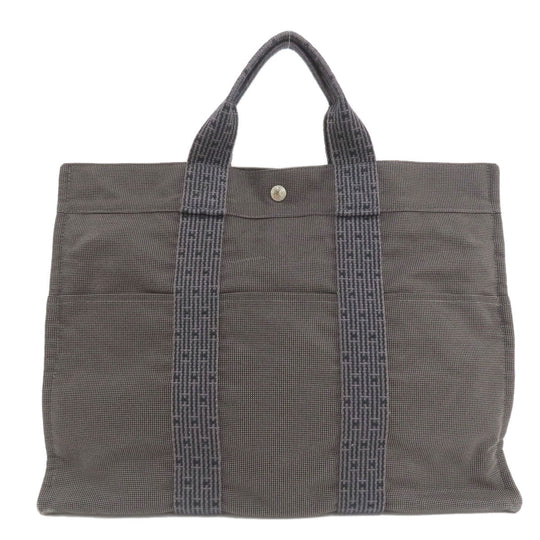HERMES Tote Bag canvas gray Her LineMM Women Used Authentic