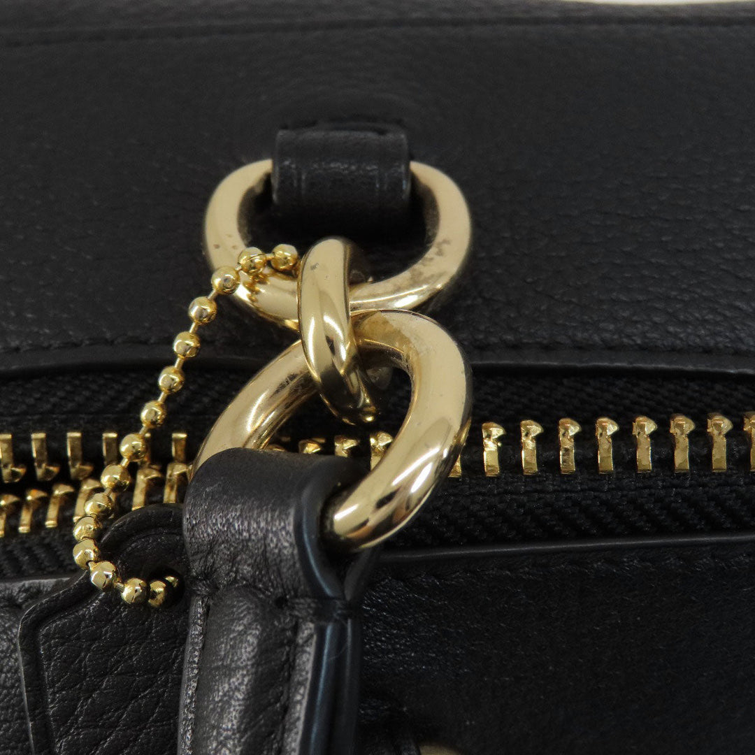 COACH Handbag F59325 leather black logo 2WAY Women Used Authentic