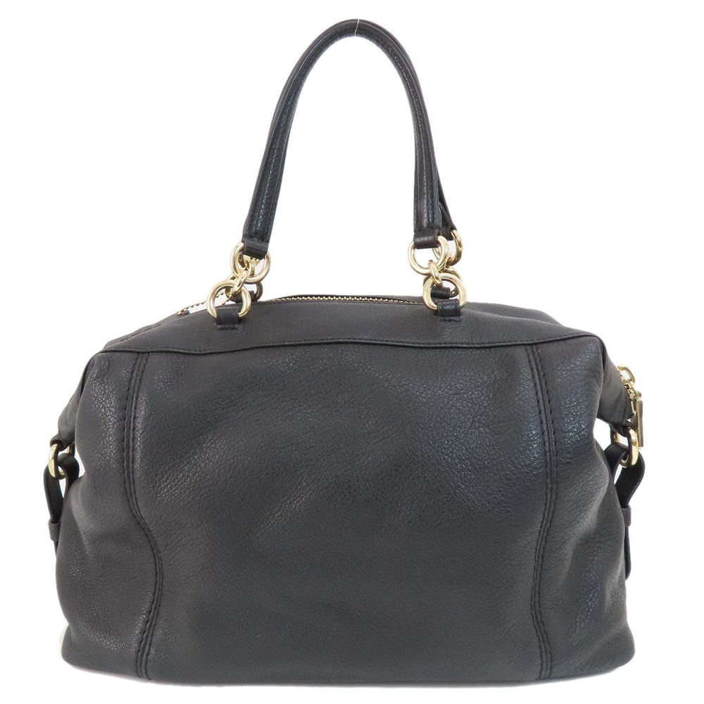 COACH Handbag F59325 leather black logo 2WAY Women Used Authentic