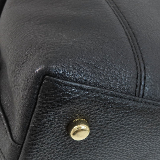 COACH Handbag F59325 leather black logo 2WAY Women Used Authentic