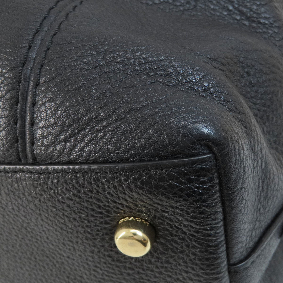 COACH Handbag F59325 leather black logo 2WAY Women Used Authentic