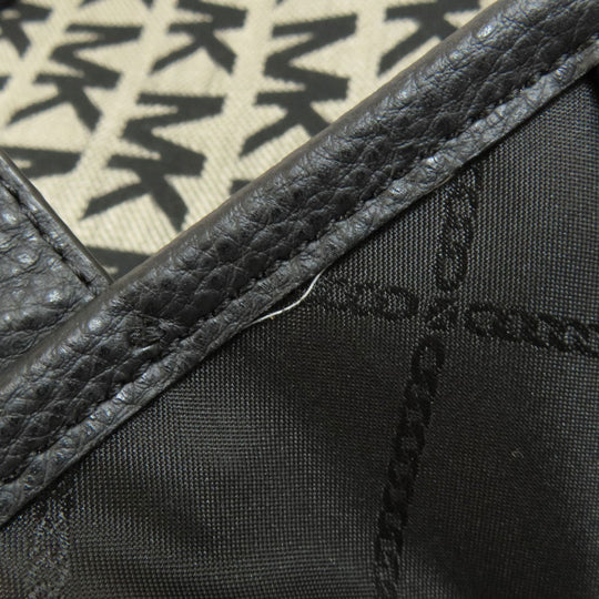 MICHAEL KORS Tote Bag canvas black MK signature Women Used Authentic