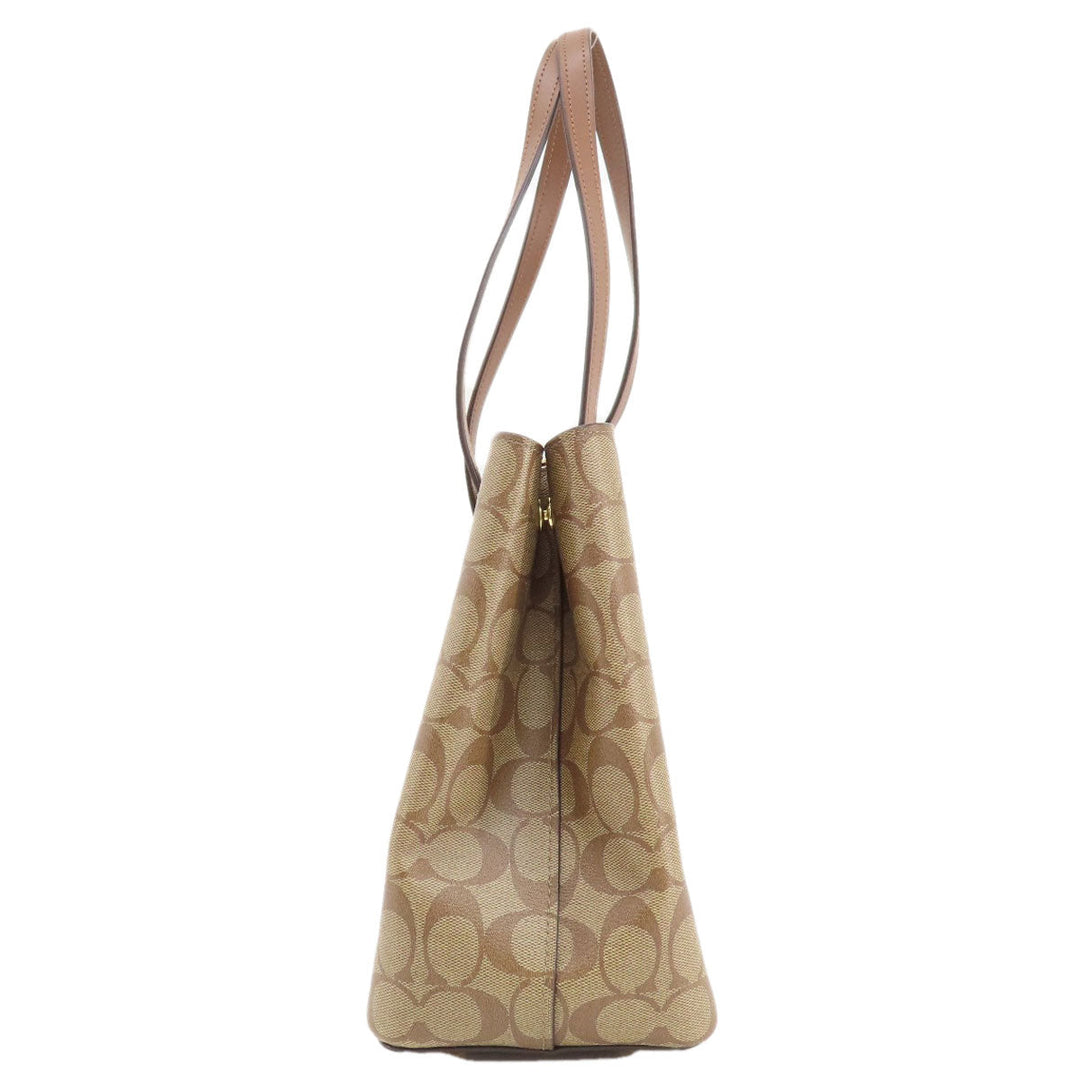 COACH Tote Bag F48735 PVC Brown Signature 2WAY