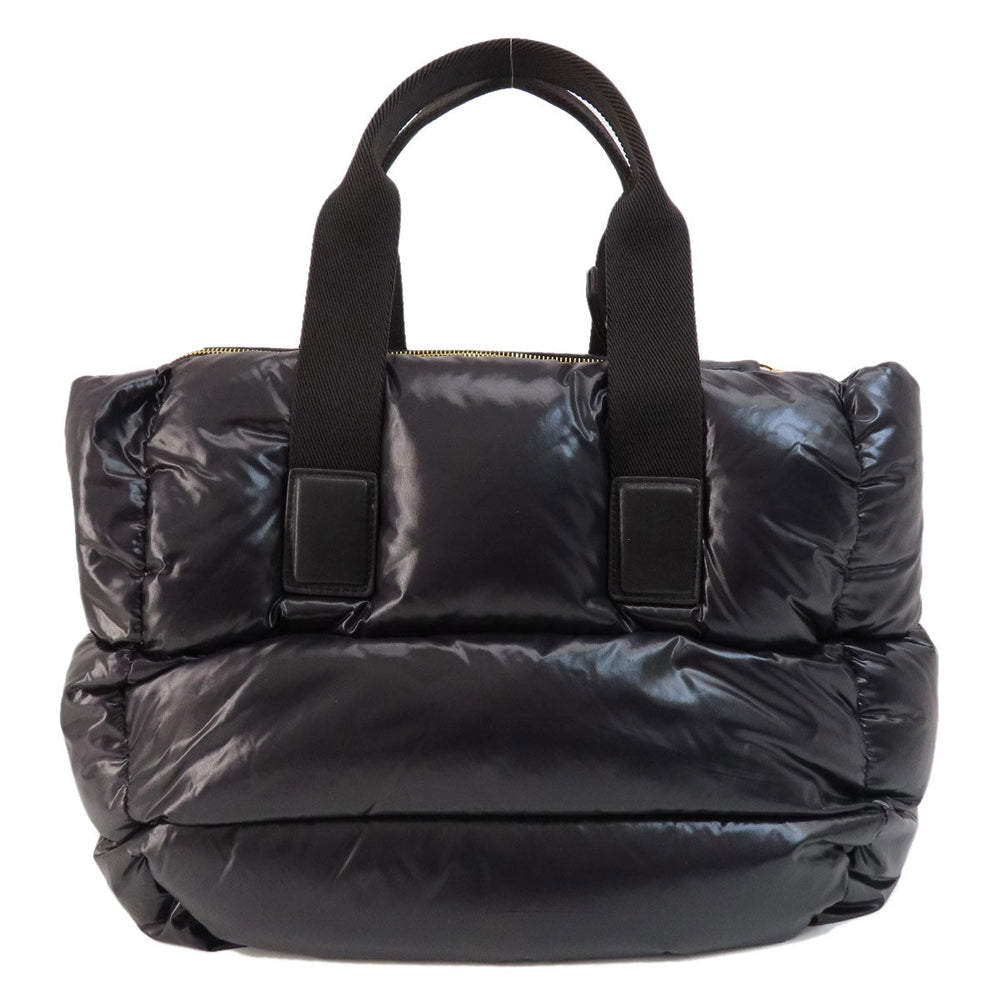 MONCLER Tote Bag Nylon black logo Women Used Authentic
