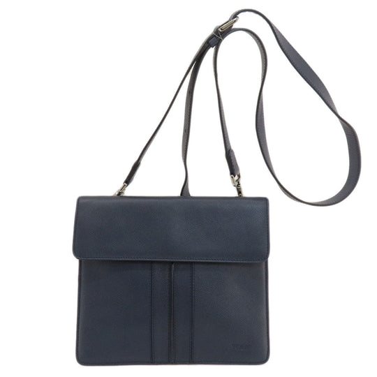 TOD�fS Shoulder Bag PVC Navy logo Women Used Authentic