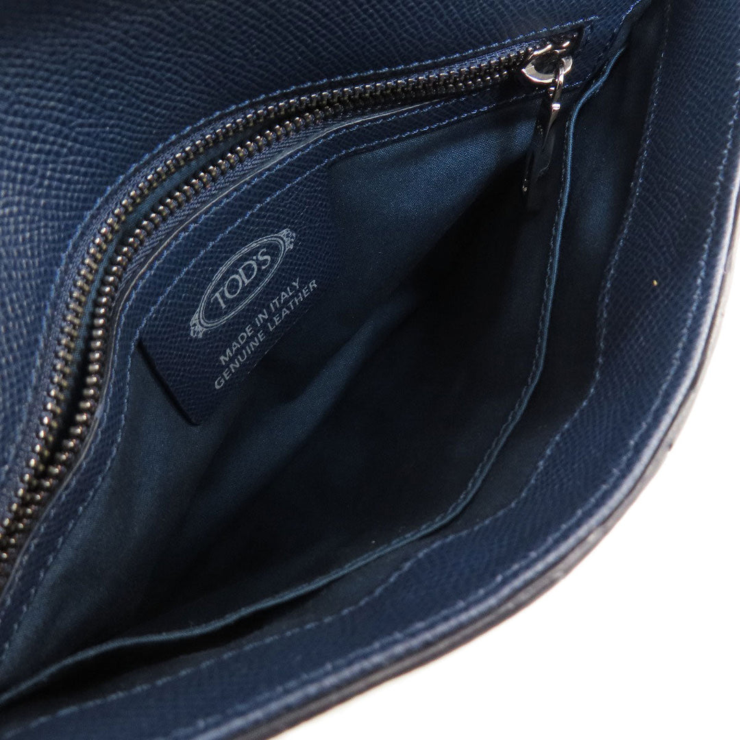 TOD�fS Shoulder Bag PVC Navy logo Women Used Authentic