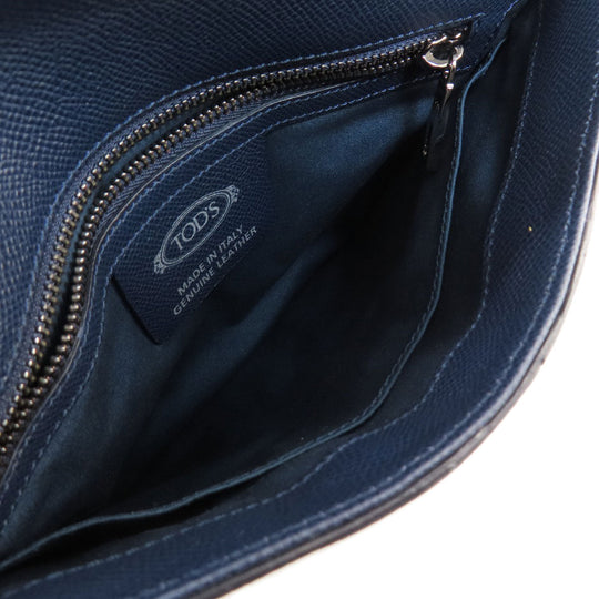 TOD�fS Shoulder Bag PVC Navy logo Women Used Authentic