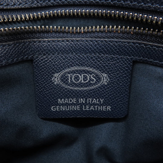 TOD�fS Shoulder Bag PVC Navy logo Women Used Authentic