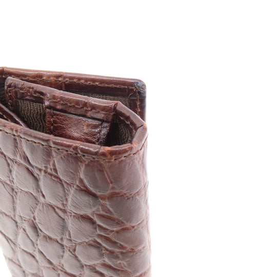 MULBERRY Coin case leather Brown Mini wallet embossed Women(Unisex) Used Authentic