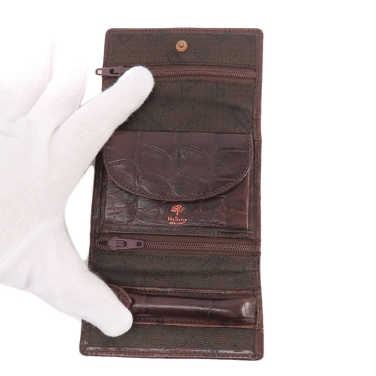 MULBERRY Coin case leather Brown Mini wallet embossed Women(Unisex) Used Authentic